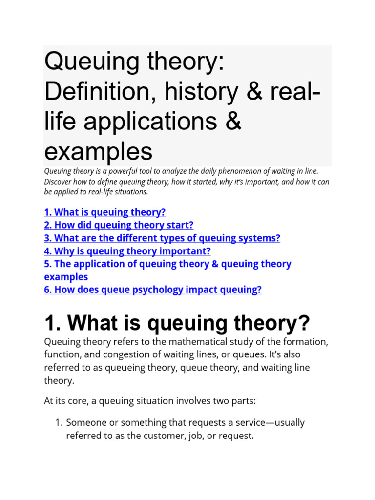 Queuing Theory PDF | PDF | Applied Mathematics