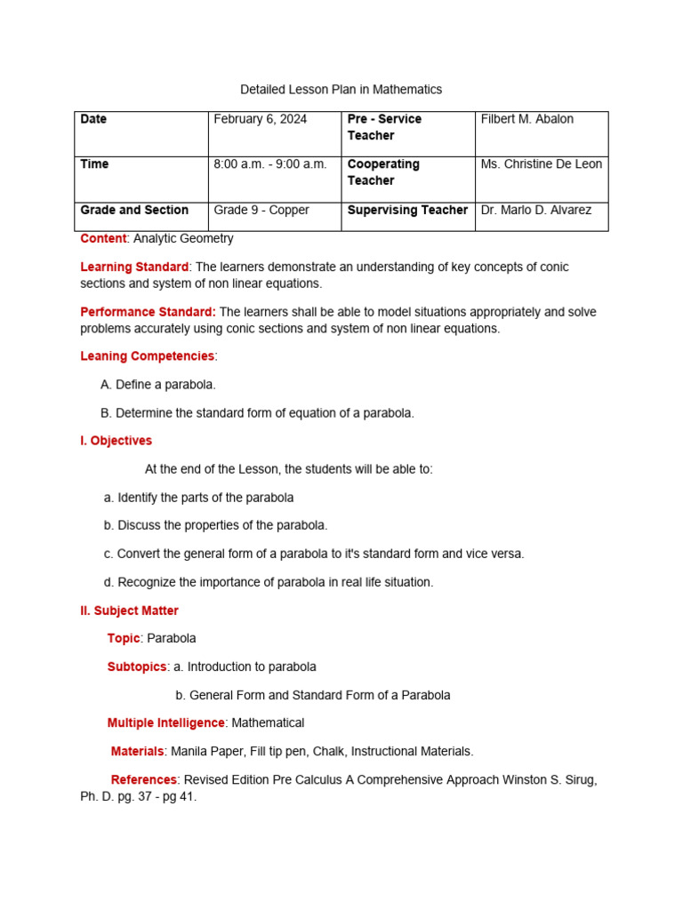 DLP's in Math Grade 9 Copper Revised | PDF | Mathematics | Geometry