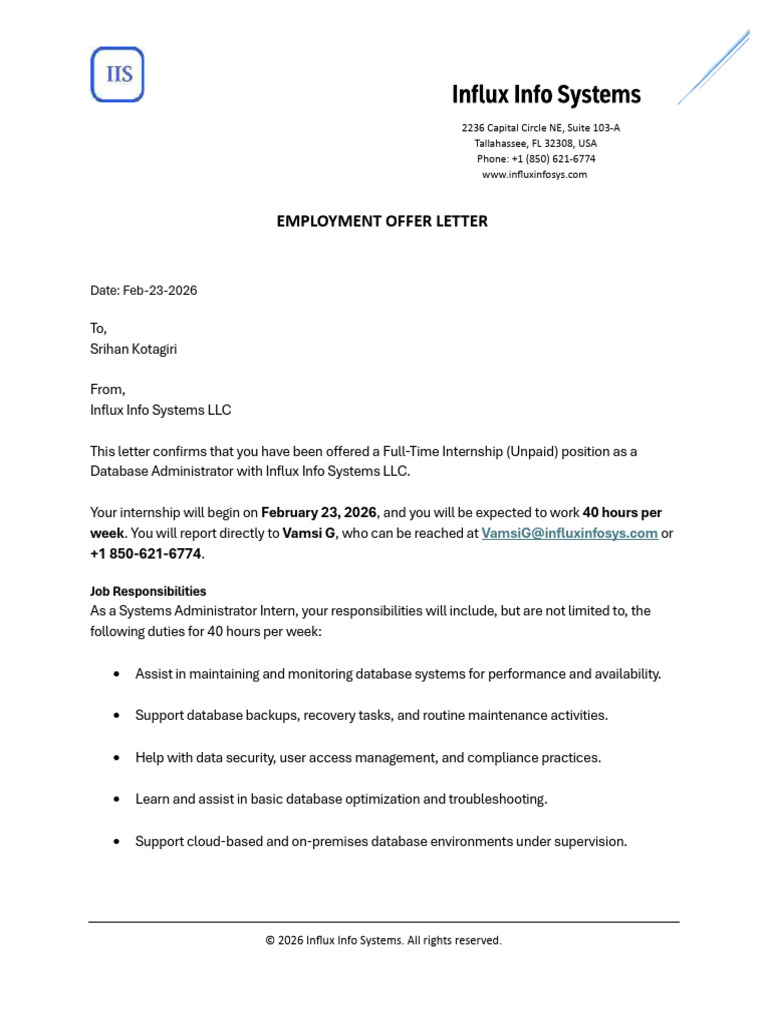 ZSZSZ - IIS - Offer Letter - 02232026-1 | PDF | Databases | Information ...