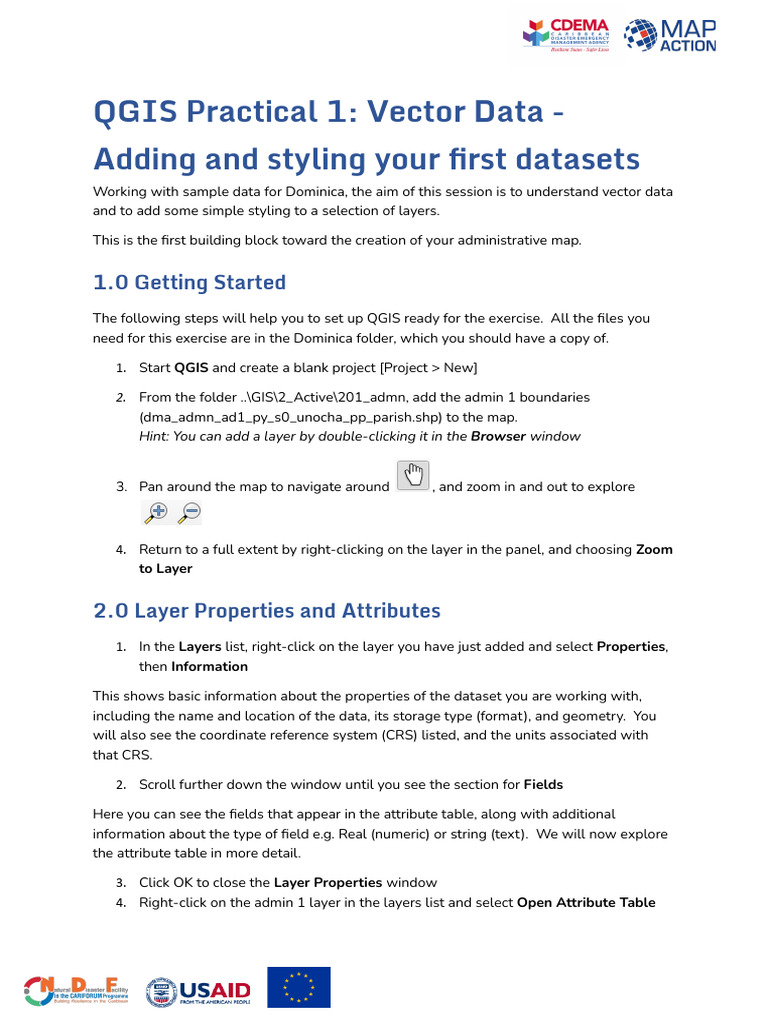 QGIS Practical 1 Vector Data - DMA | PDF | Geographic Information ...