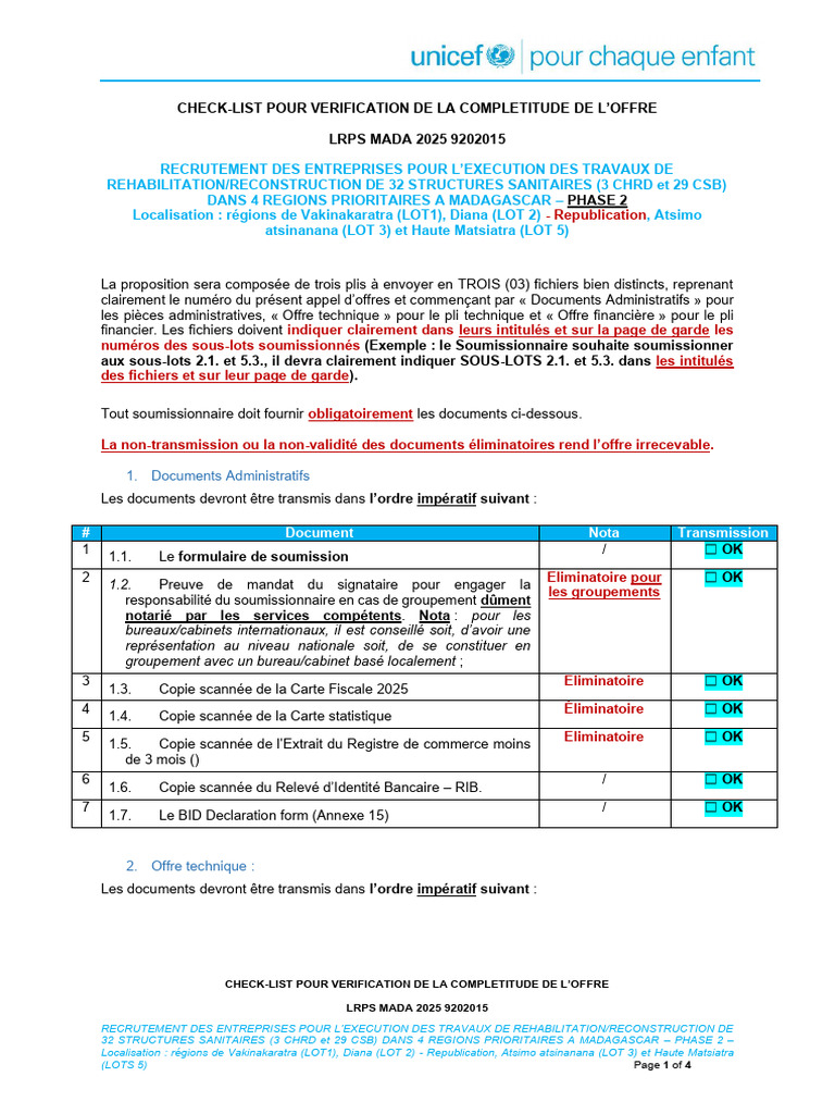 Annexe 4 - CHECK-LIST POUR VERIFICATION COMPLETUDE PROPOSITION | PDF