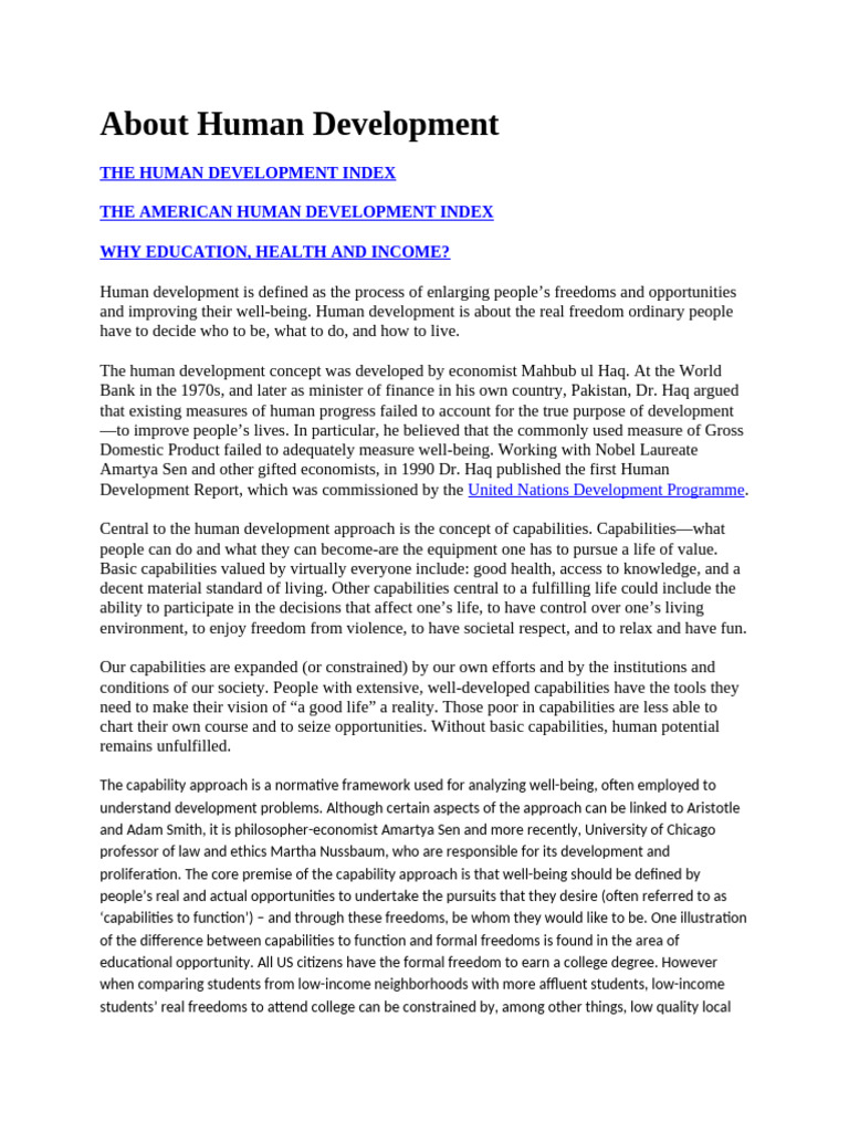 About Human Development | PDF | Economies