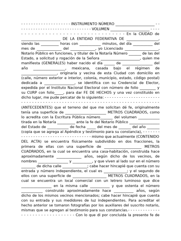 Formato Acta Fe de Hechos | PDF