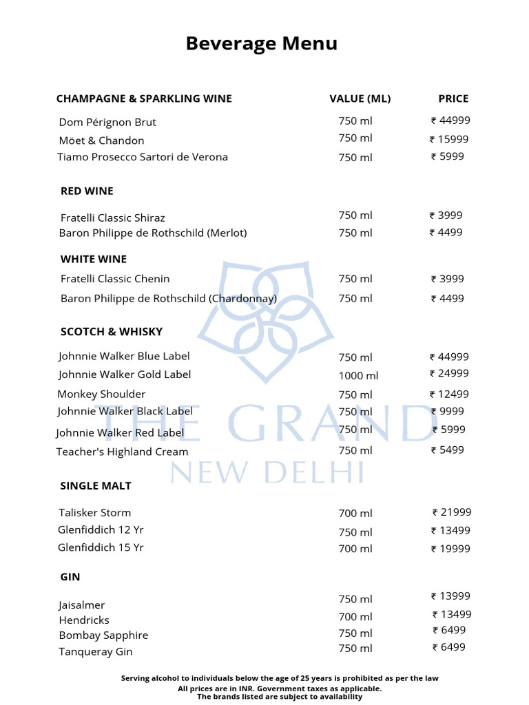 Banquet Updated Beverage Menu PDF | PDF | Drink | Soft Drink