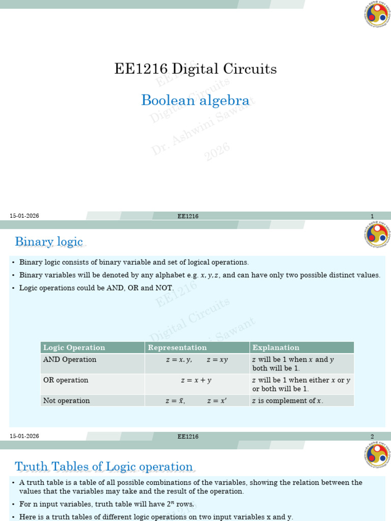 Lec06 Boolean Algebra | PDF | Boolean Algebra | Teaching Mathematics