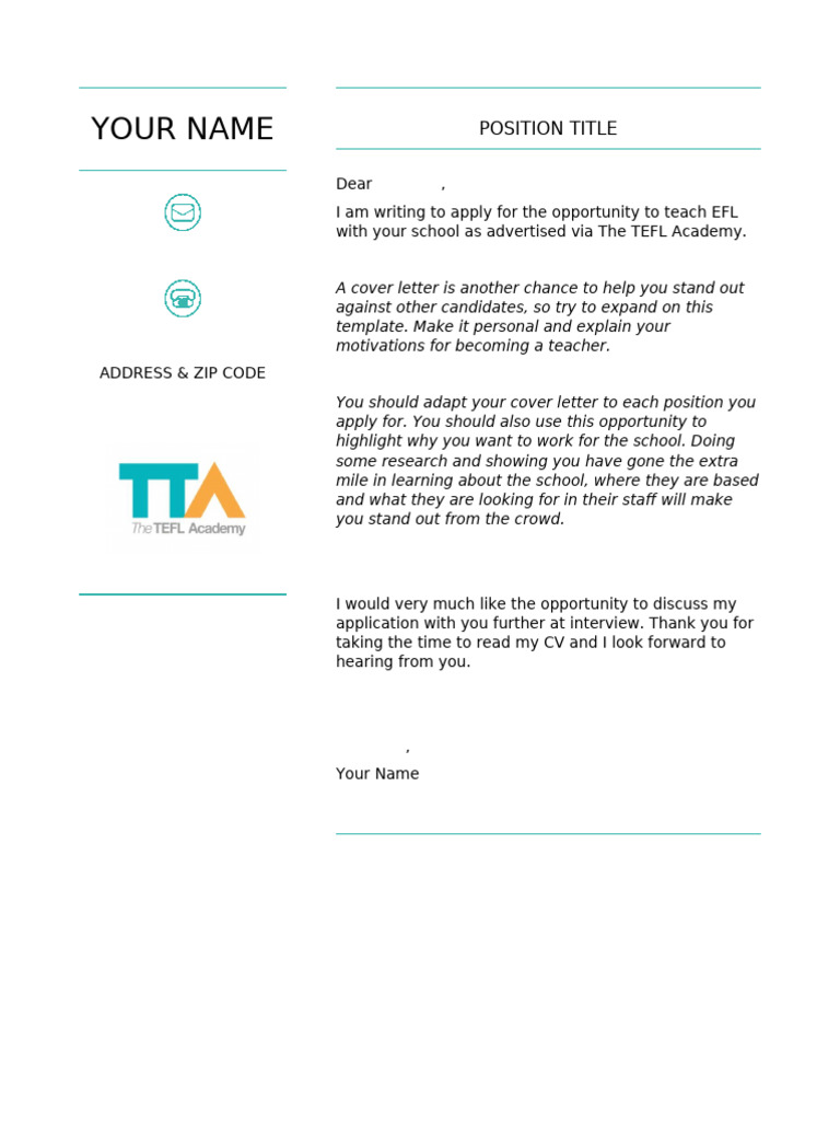 Cover Letter Template | PDF