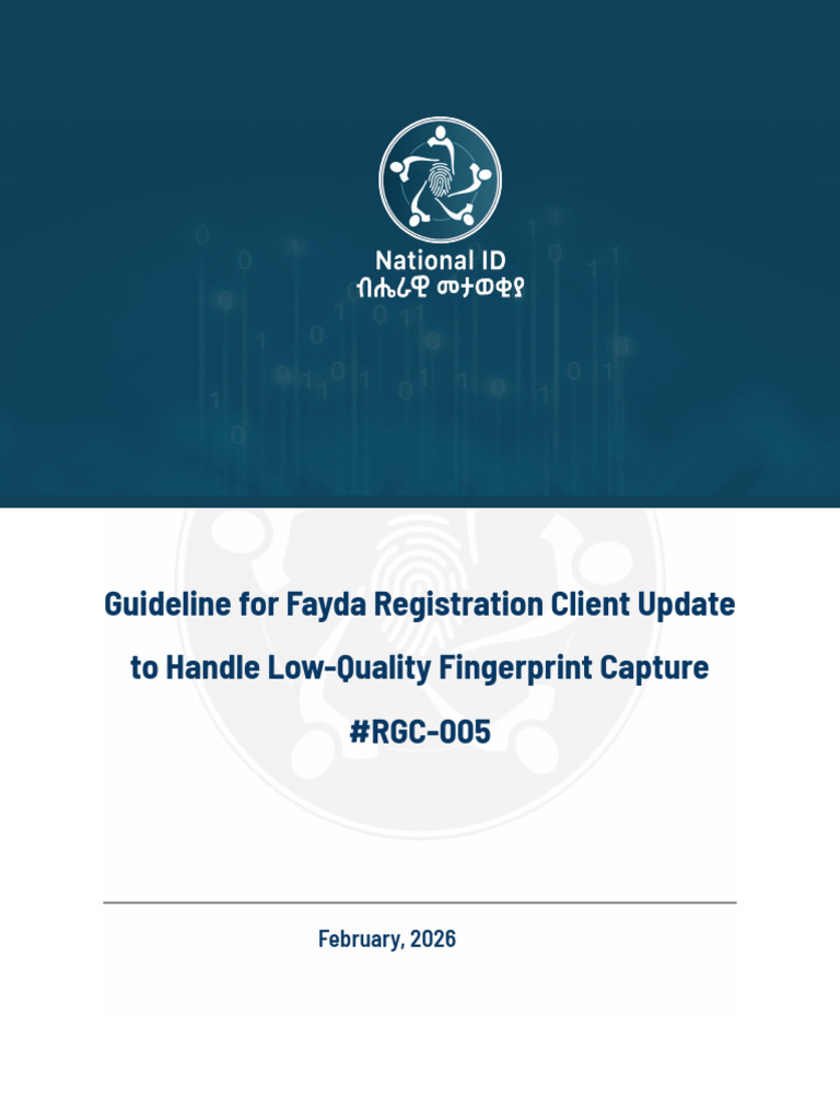Guideline For Fayda Registration Client Update To Handle Low Quality ...