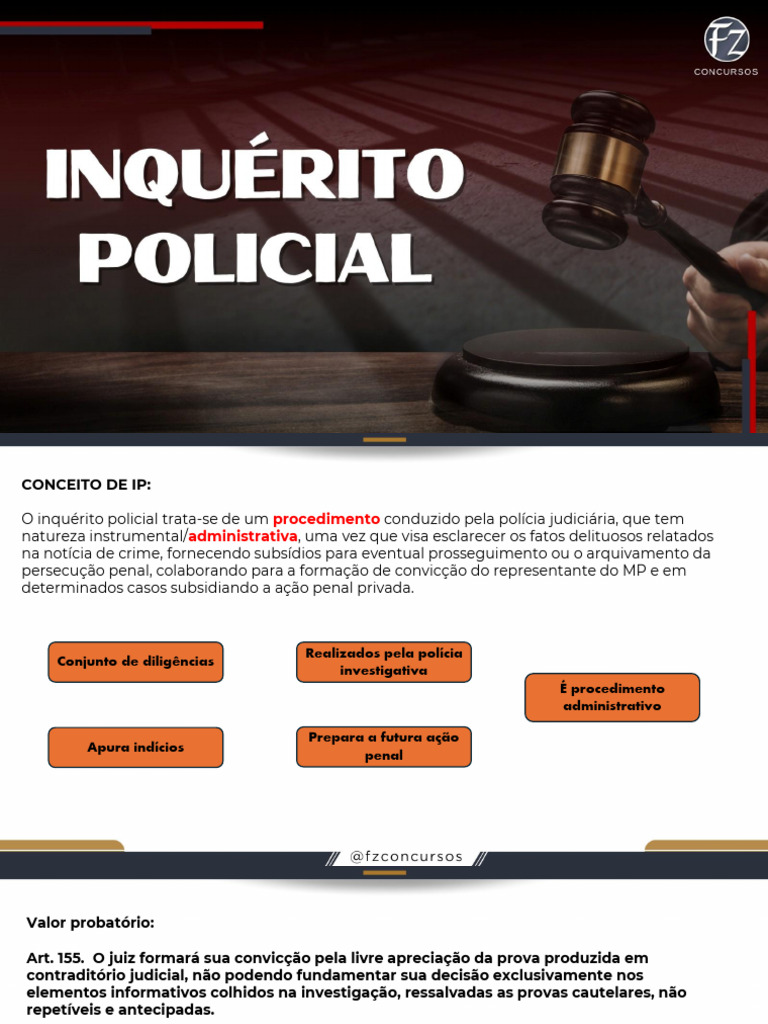 Material de Apoio - Inquérito Policial | PDF | Testemunha especializada ...