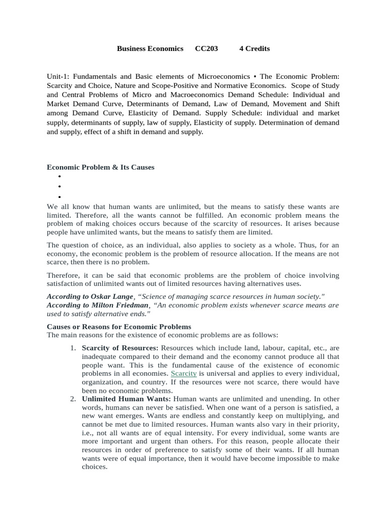 Unit 1 Detailed Topic Wise Notes | PDF | Demand | Macroeconomics