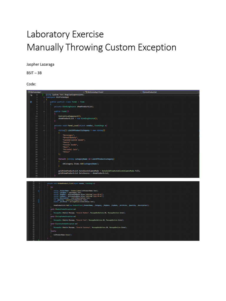 Lzaraga Custom Exception | PDF
