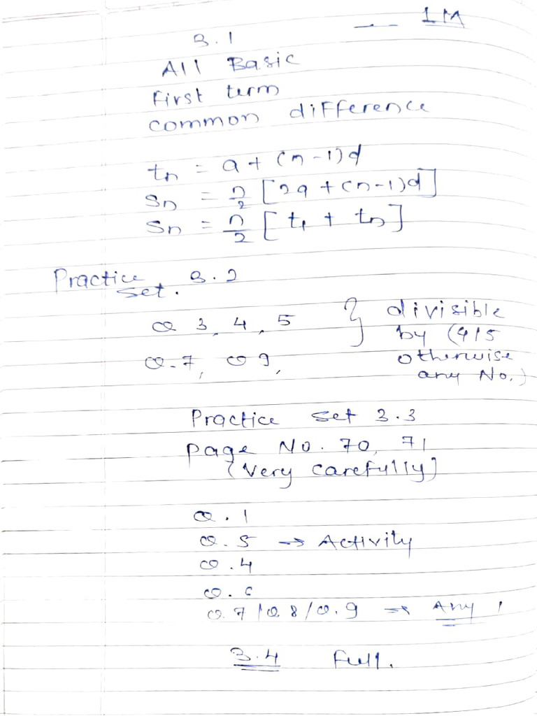 Maths 1 Imp 10 STD L 1 To 3 | PDF