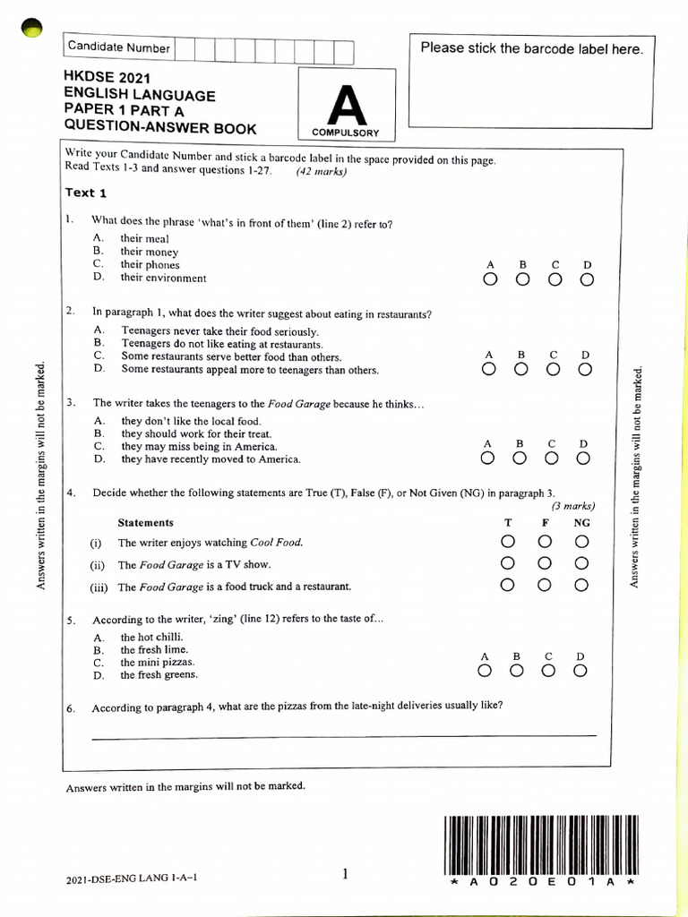 2021 Eng 1a Qab | PDF