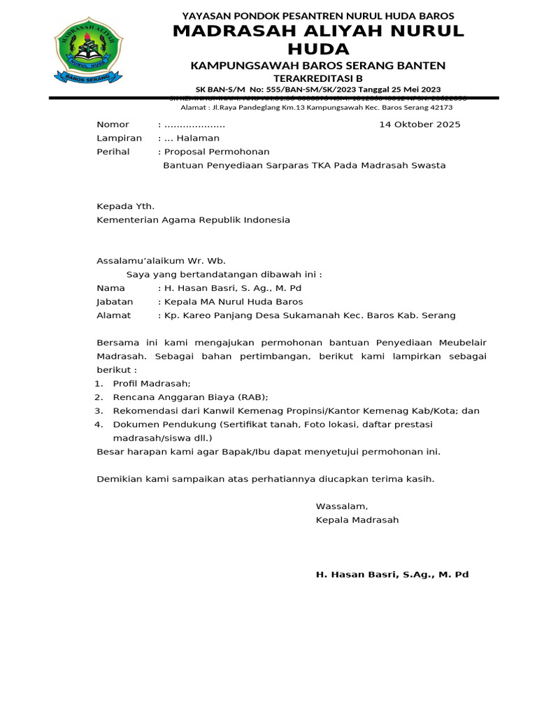 Surat Permohonan Proposal | PDF