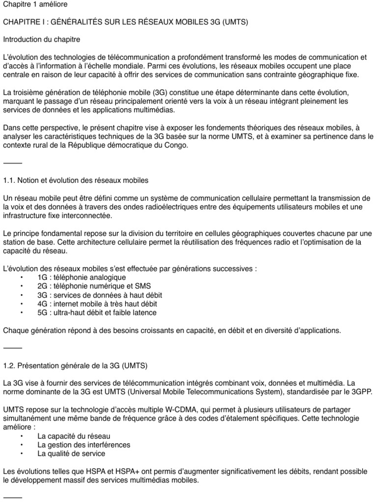 Chapitre 1 | PDF | Réseau cellulaire | Télécommunications