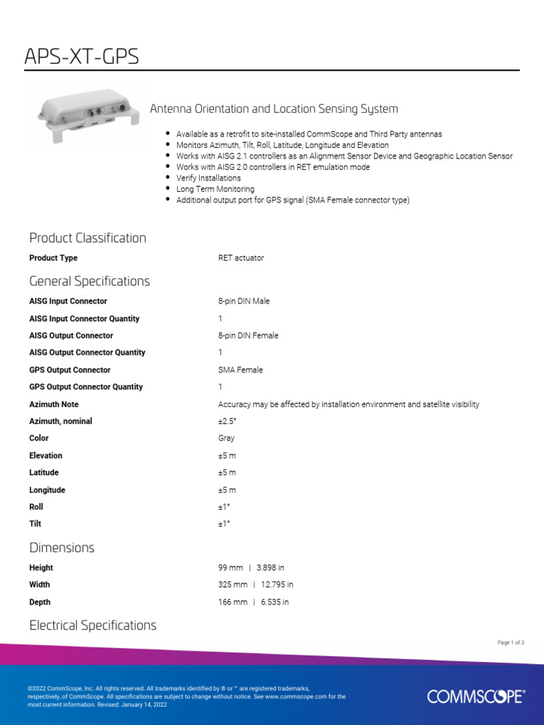 APS XT GPS Product Specifications | PDF | Global Positioning System ...