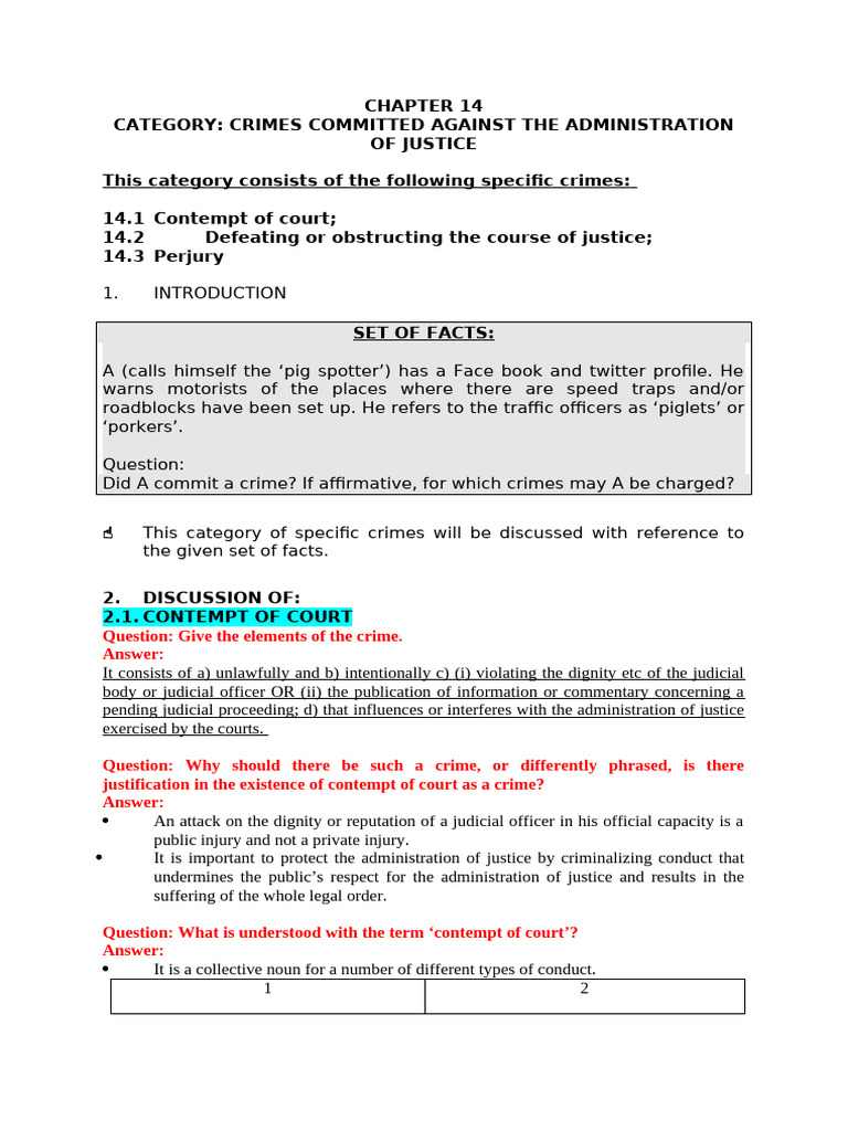 Complete Class Notes Chapter 14 | PDF | Contempt Of Court | Perjury