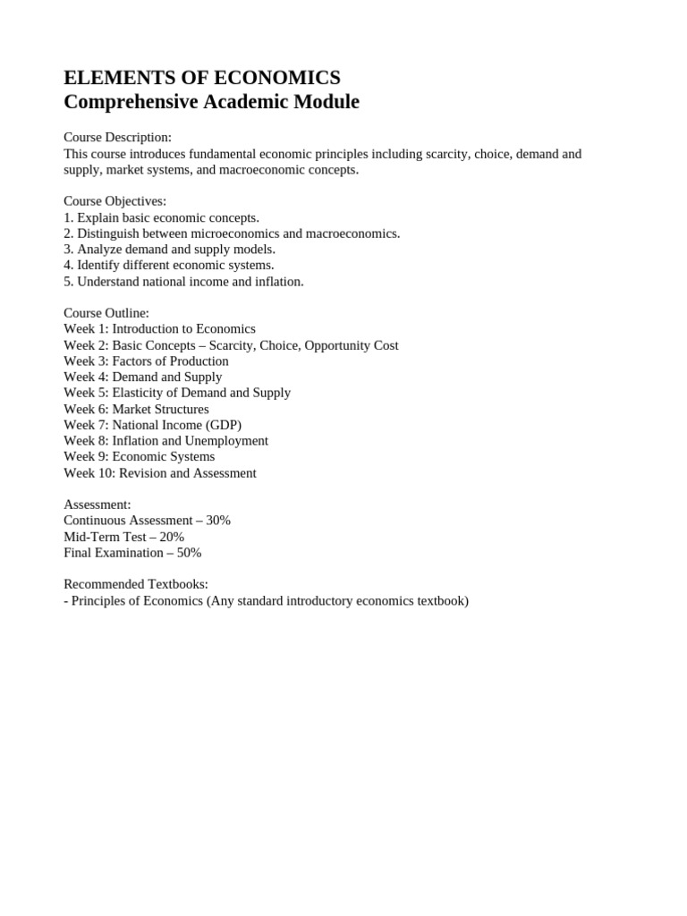 Elements of Economics Full Module | PDF