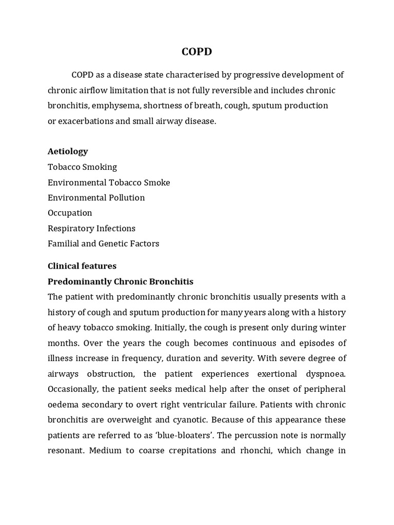 Copd | PDF | Chronic Obstructive Pulmonary Disease | Bronchitis