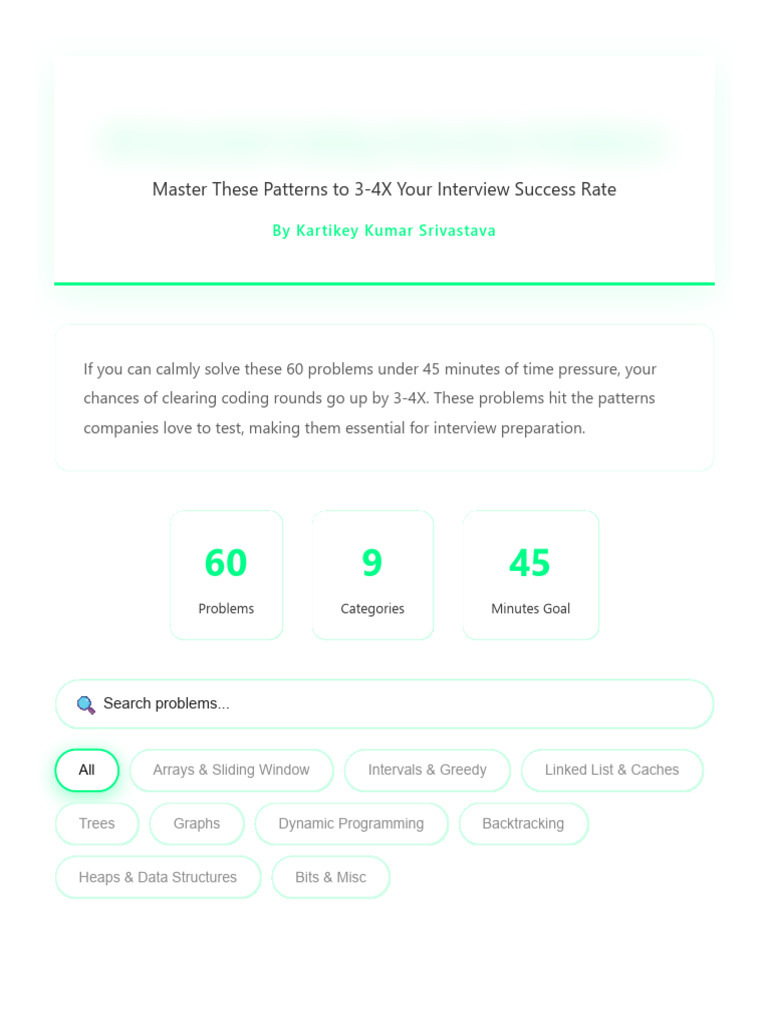 60 Essential Coding Interview Problems | PDF | Algorithms And Data ...