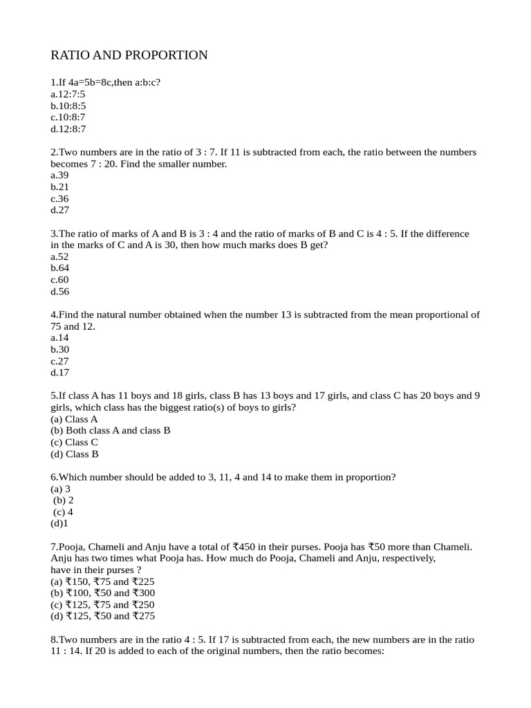 Ratio and Proportion | PDF | Ratio | Chess Theory