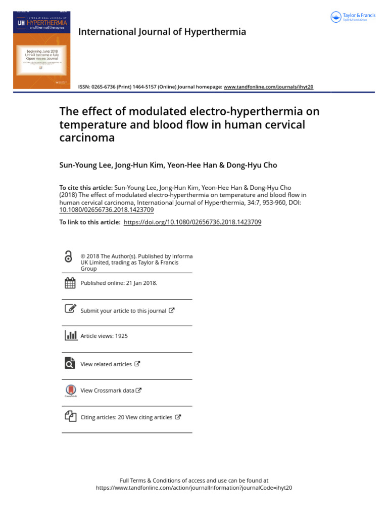 The Effect of Modulated Electro-Hyperthermia On Temperature and Blood ...
