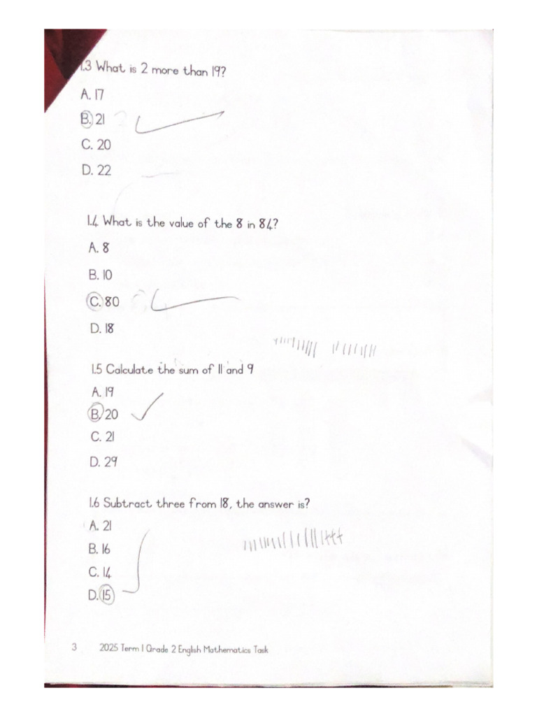 2025 Maths Task Term 1 | PDF