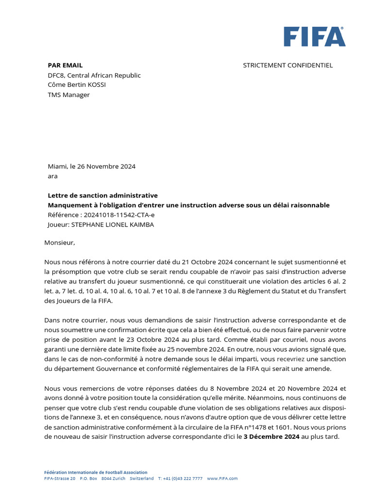 20241018-11542-CTA-e ASL - DFC8 | PDF | FIFA