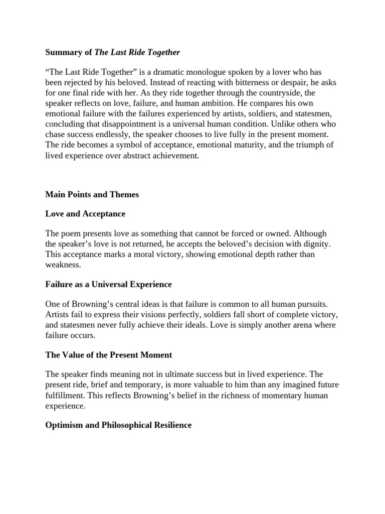 Summary of The Last Ride Together | PDF