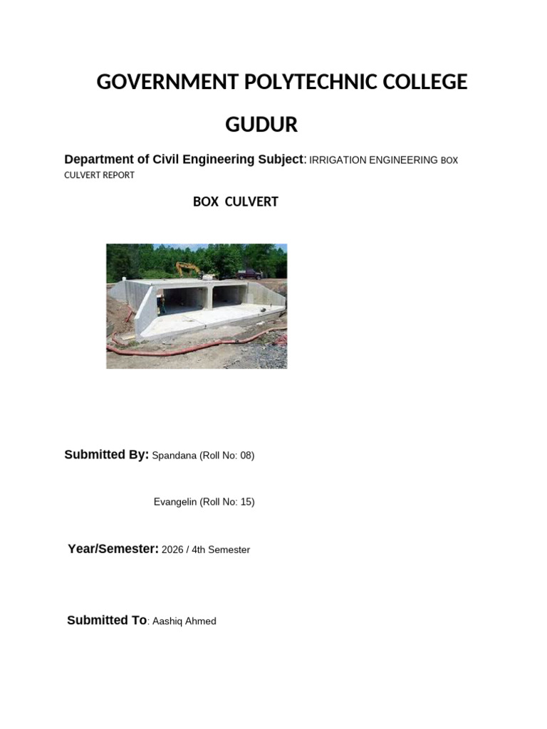 Box Culvert Project Report | PDF | Concrete | Storm Drain