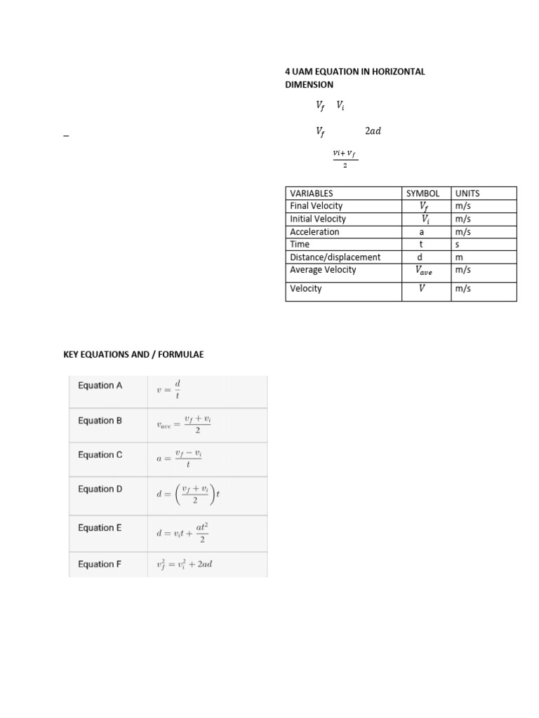 UAM HORIZONTAL VERTICAL NOTES Final | PDF | Acceleration | Velocity
