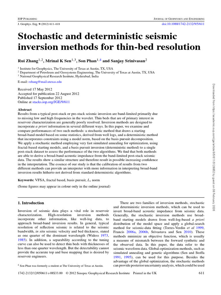 Stochastic and Deterministic Seismic Inversion Methods For Thin-Bed ...