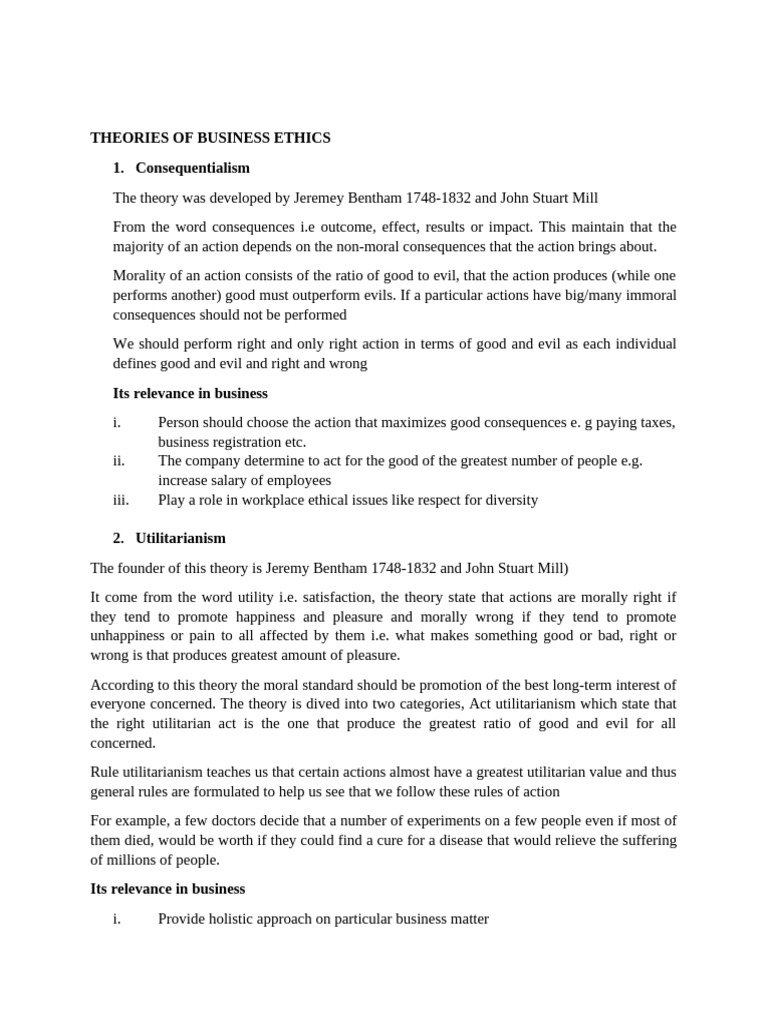 Business Ethics Lesson 2 | PDF | Utilitarianism | Morality