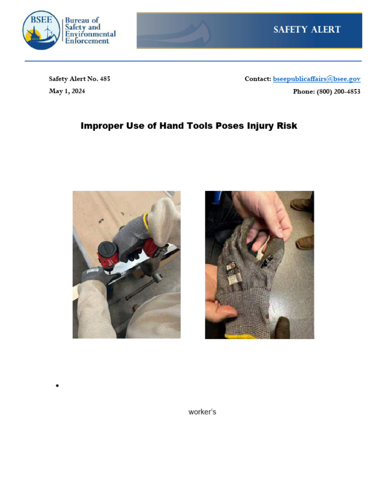 Att 4 BSEE Safety Alert 485 - Hand Tools Pose Risk To Offshore ...