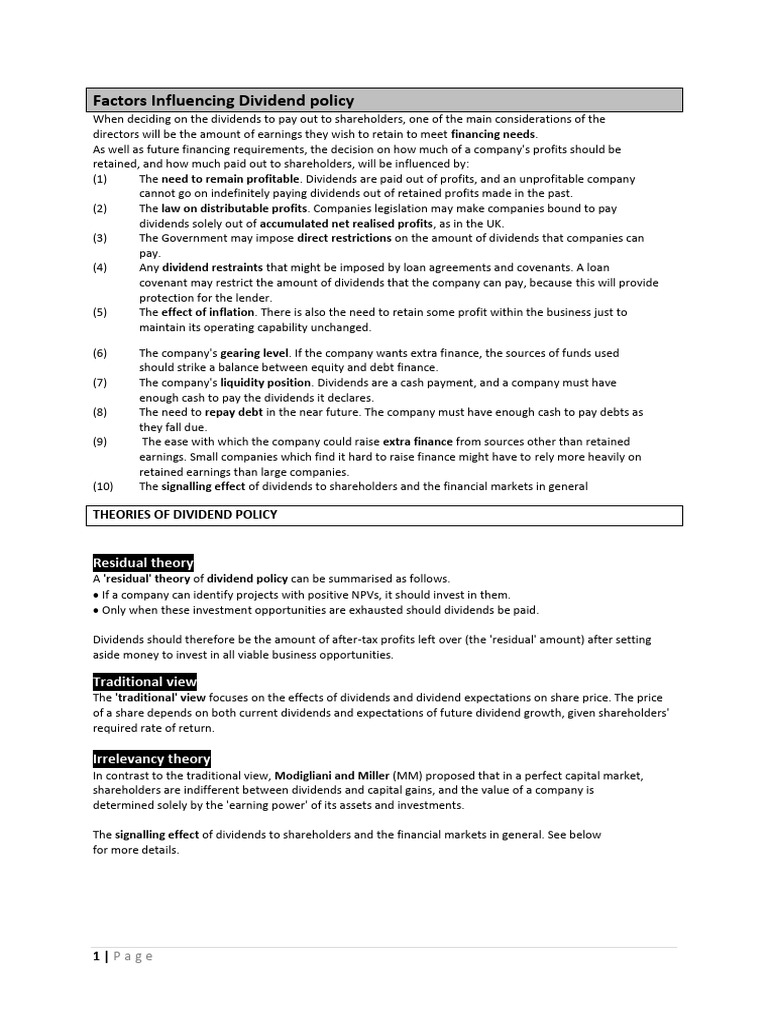 Lesson 15 Dividend Policy | PDF | Dividend | Share Repurchase