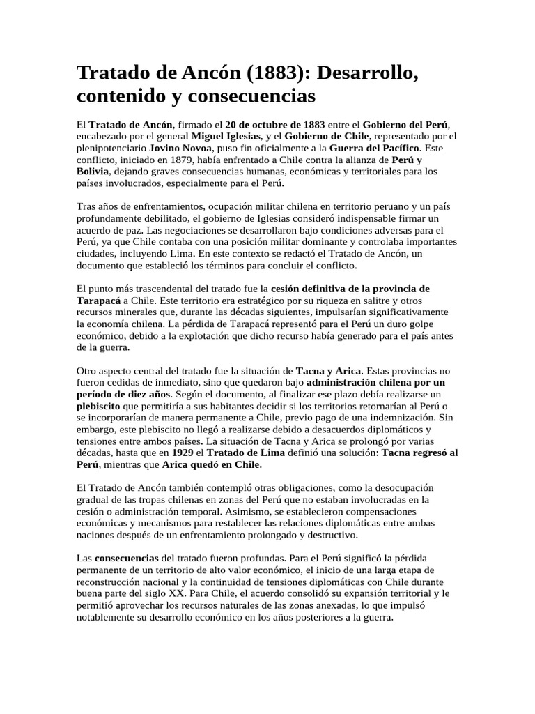 Tratado de Ancón | PDF | América del Sur | Chile