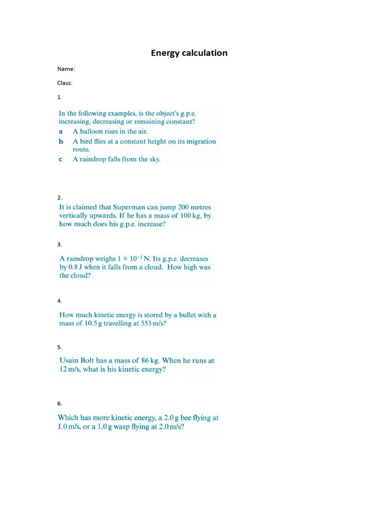 HW 4-2 Energy Calculation | PDF