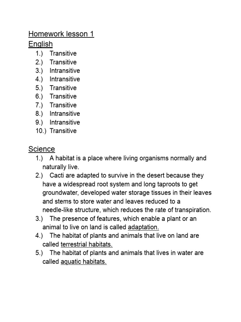 Homework Lesson 1 | PDF