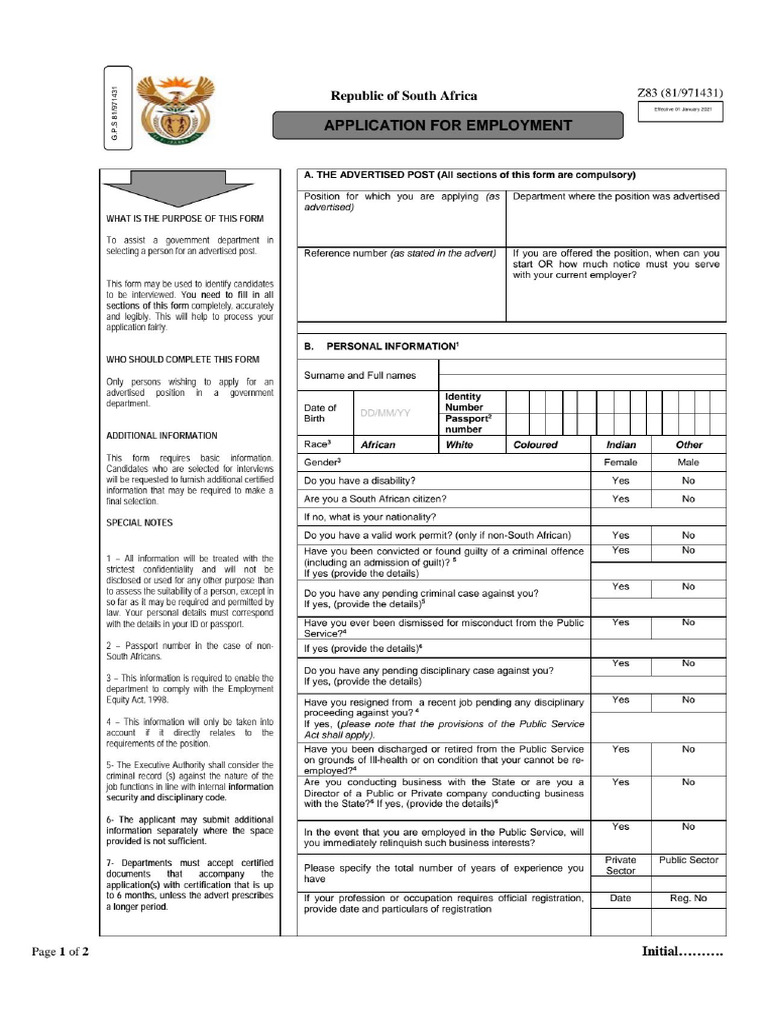 Editable Approved New Z83 Form Gazetted 6 Nov 2020 (2) (2) (Original) | PDF