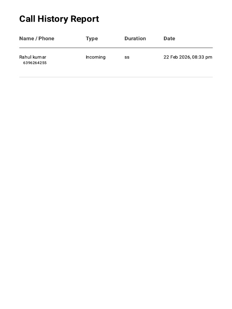 Call History Report 1771772873735 | PDF