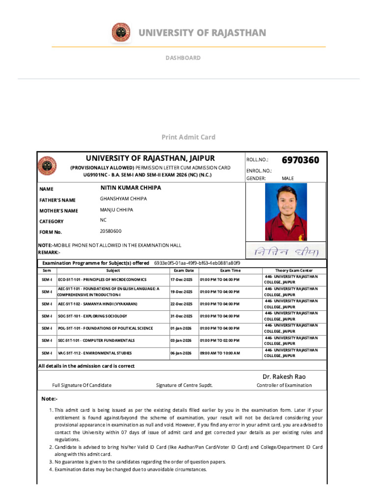 University of Rajasthan | PDF