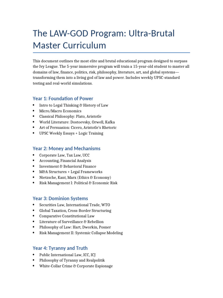 Law-God Program Curriculum | PDF
