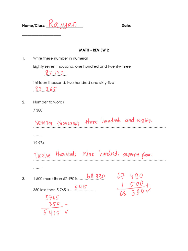 Math Review 3 | PDF