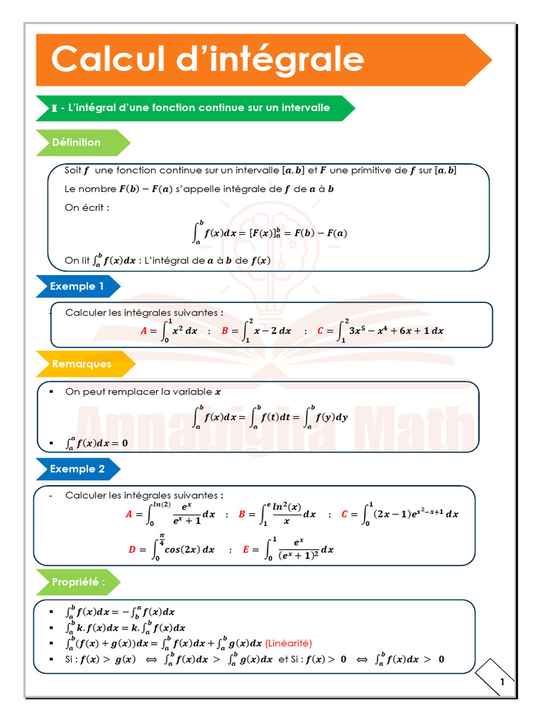 14 - Calcul D'intégrale | PDF | Intégral | Relations mathématiques