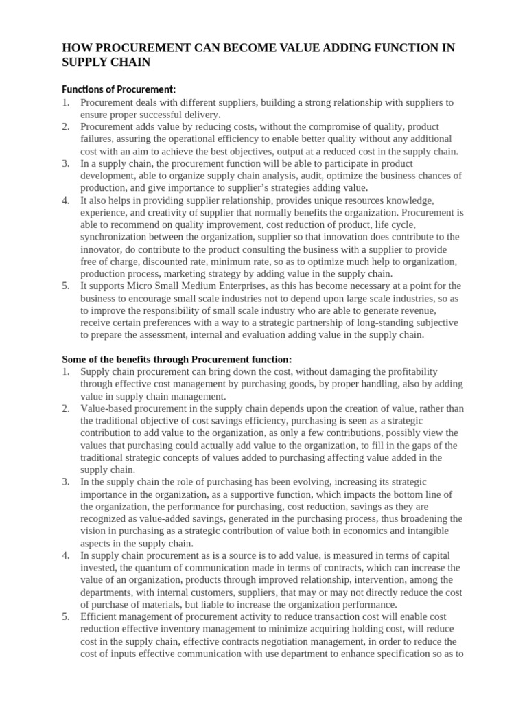 MSCM5 - M11 Sourcing - Value of Procurement | PDF | Supply Chain ...