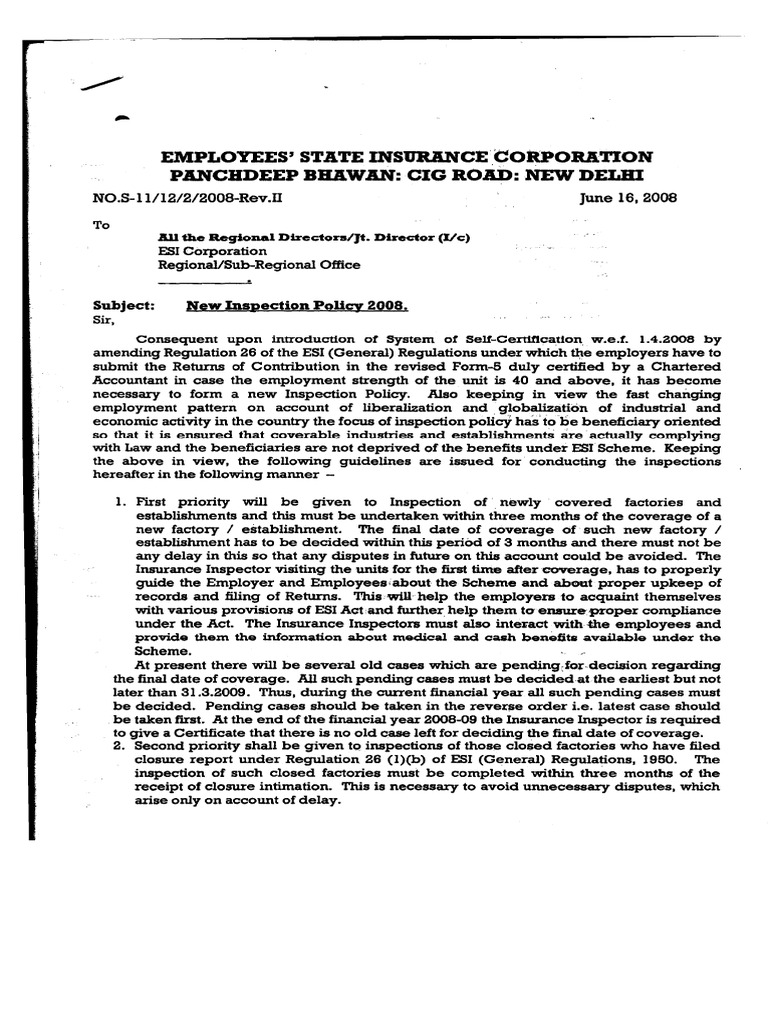 Inspection Policy 2008 | PDF