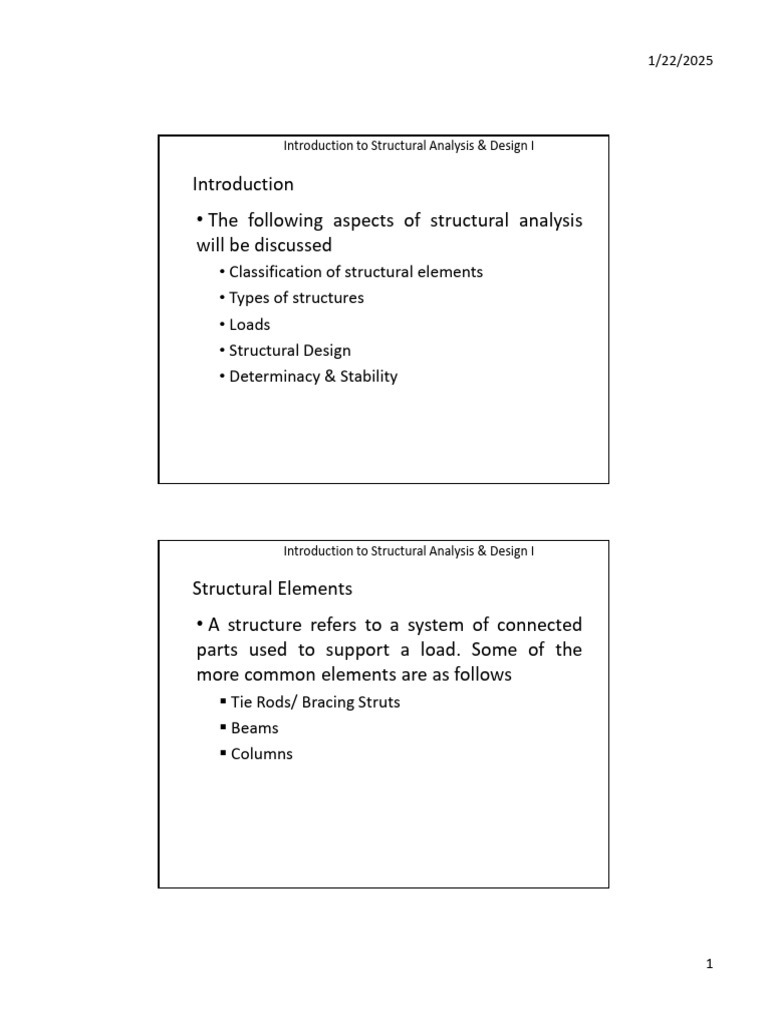 Introduction To Structural Analysis and Design-I | PDF | Structural ...