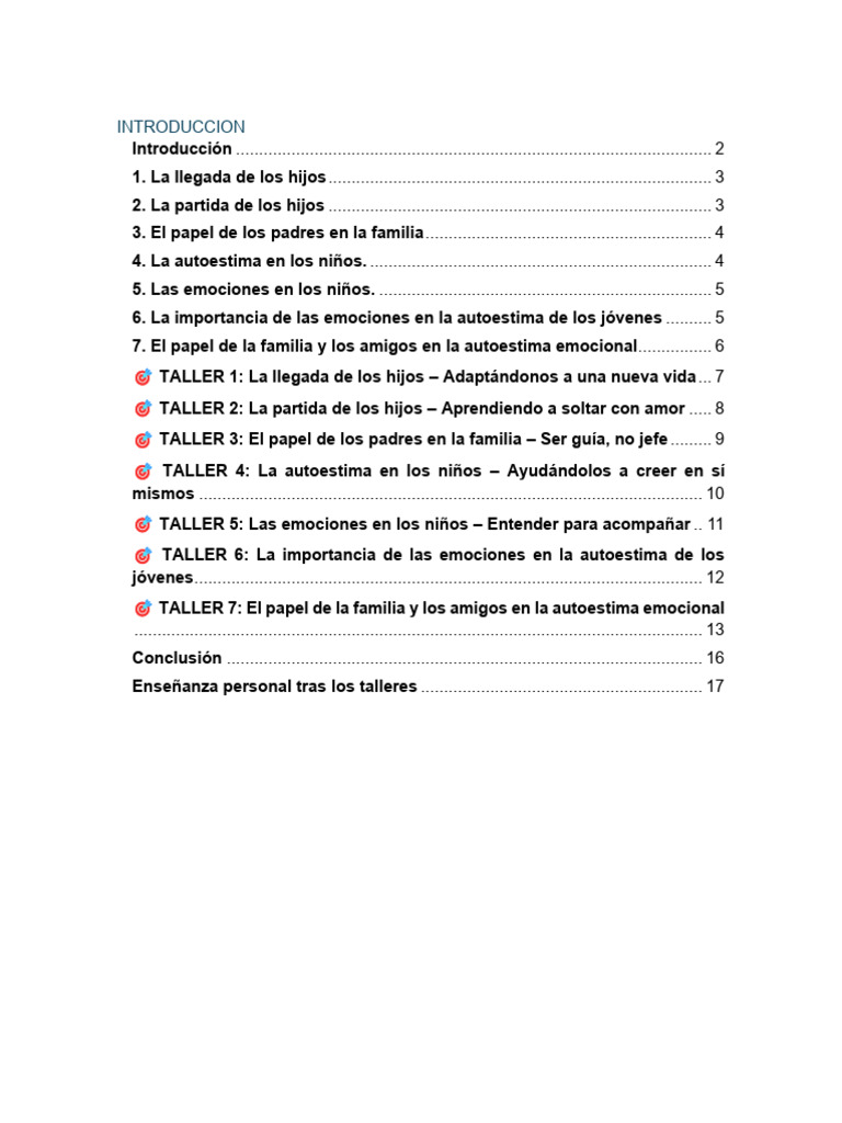 Talleres Para Padres 7 | PDF | Las emociones | Autoestima