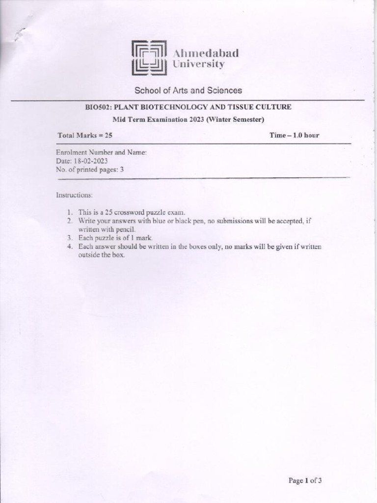 Bio502 Plant Biotechnology and Tissue Culture | PDF