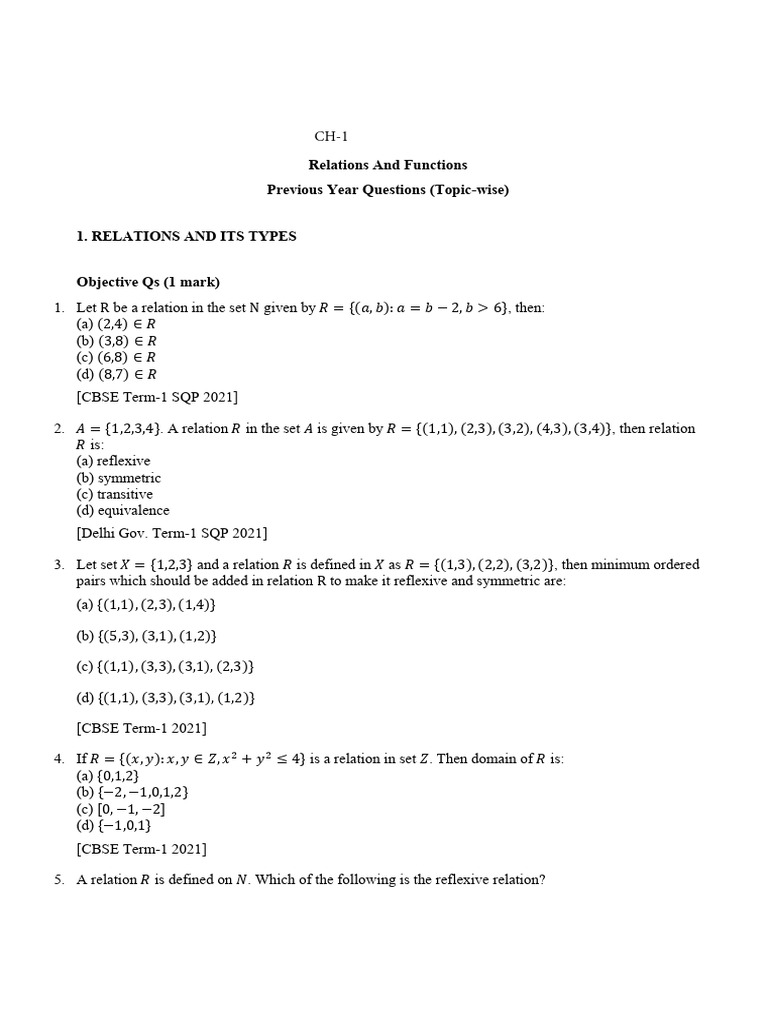 Class 12 MATHS CBSE PYQ Chapter Wise Topic Wise - Removed | PDF ...
