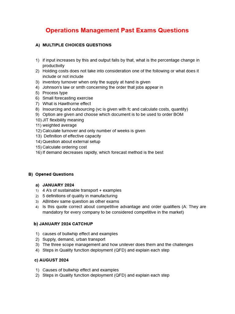 OM Complete Questions PDF | PDF
